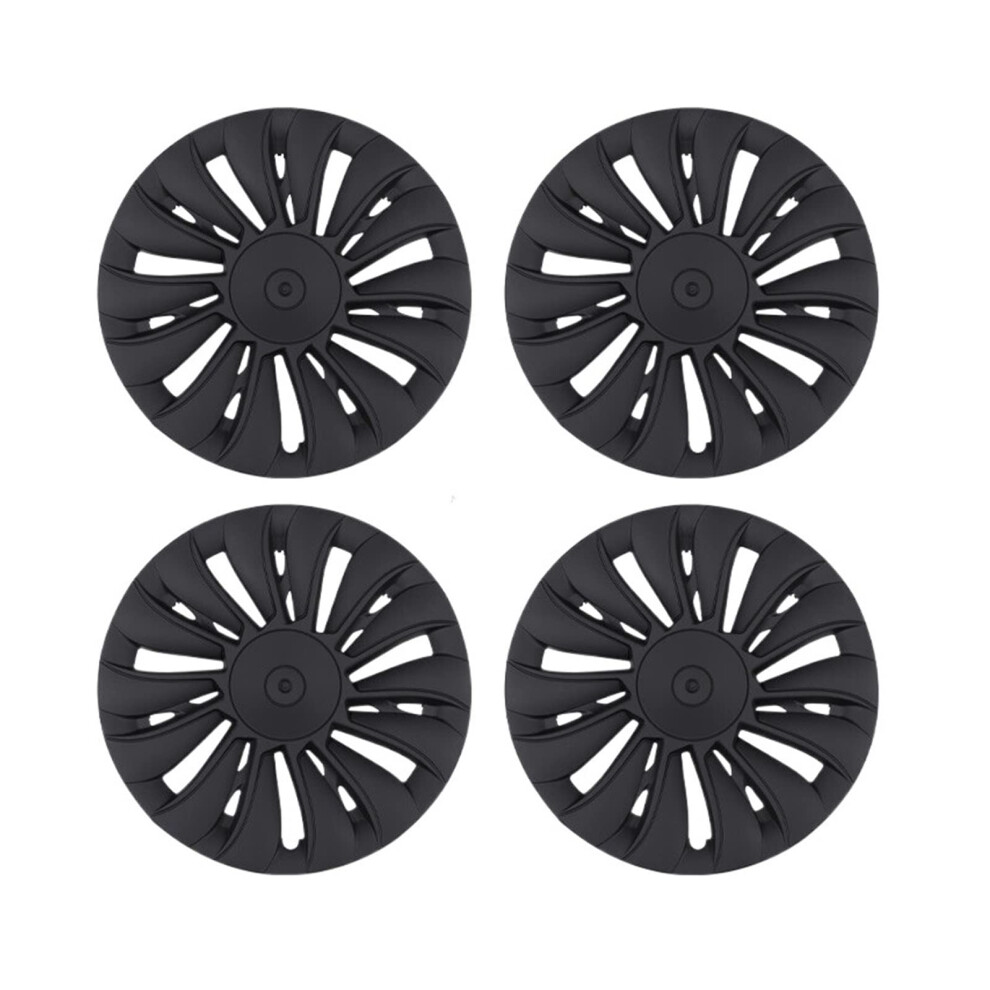 19 Inch Matte Wheel Covers For Tesla Model Y, Snapon Hubcaps With Full Rim Protection Black 9164114414168