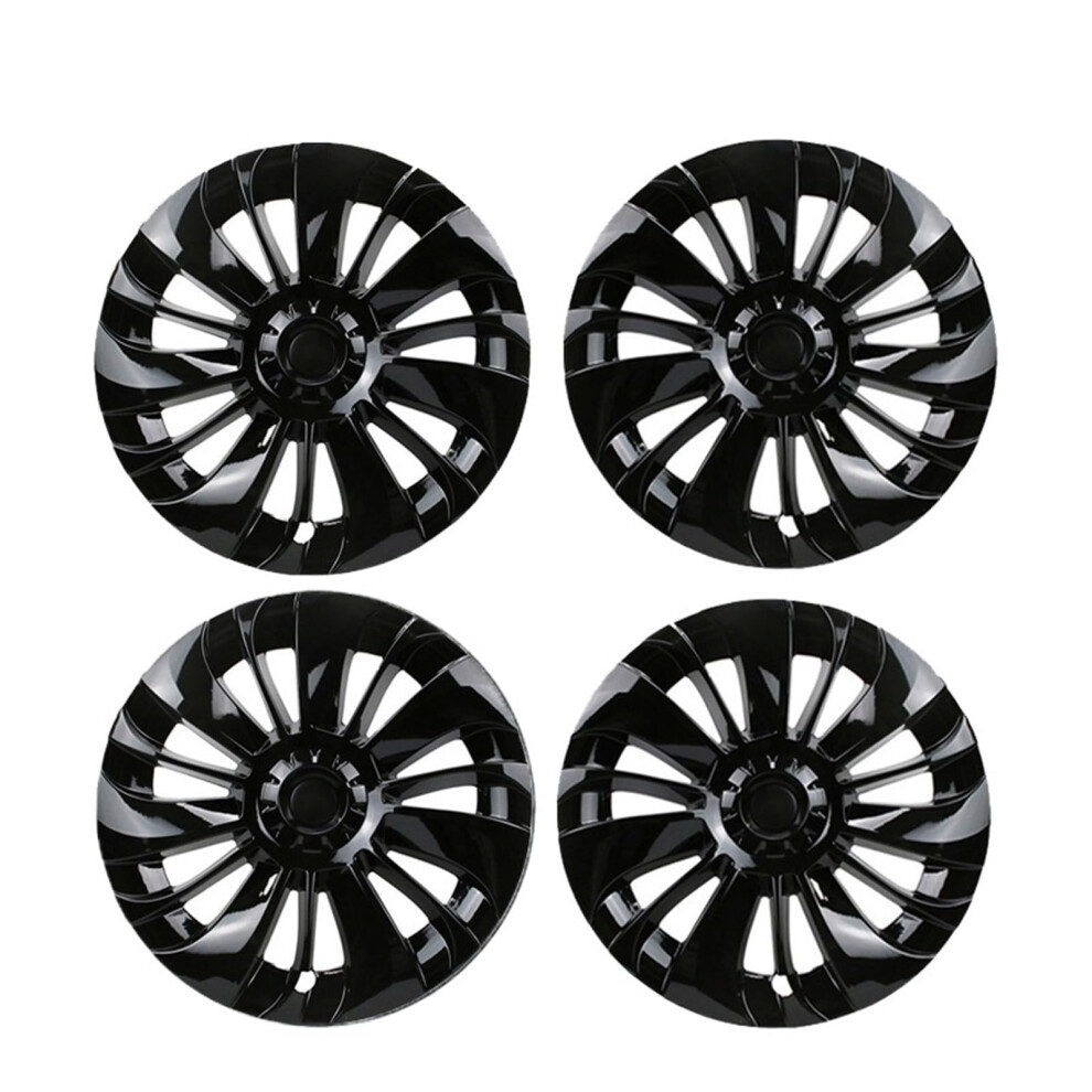19 Inch Bright Wheel Covers With Full Edging Protection And Noise Reduction For Tesla Model Y Black 9164114414816