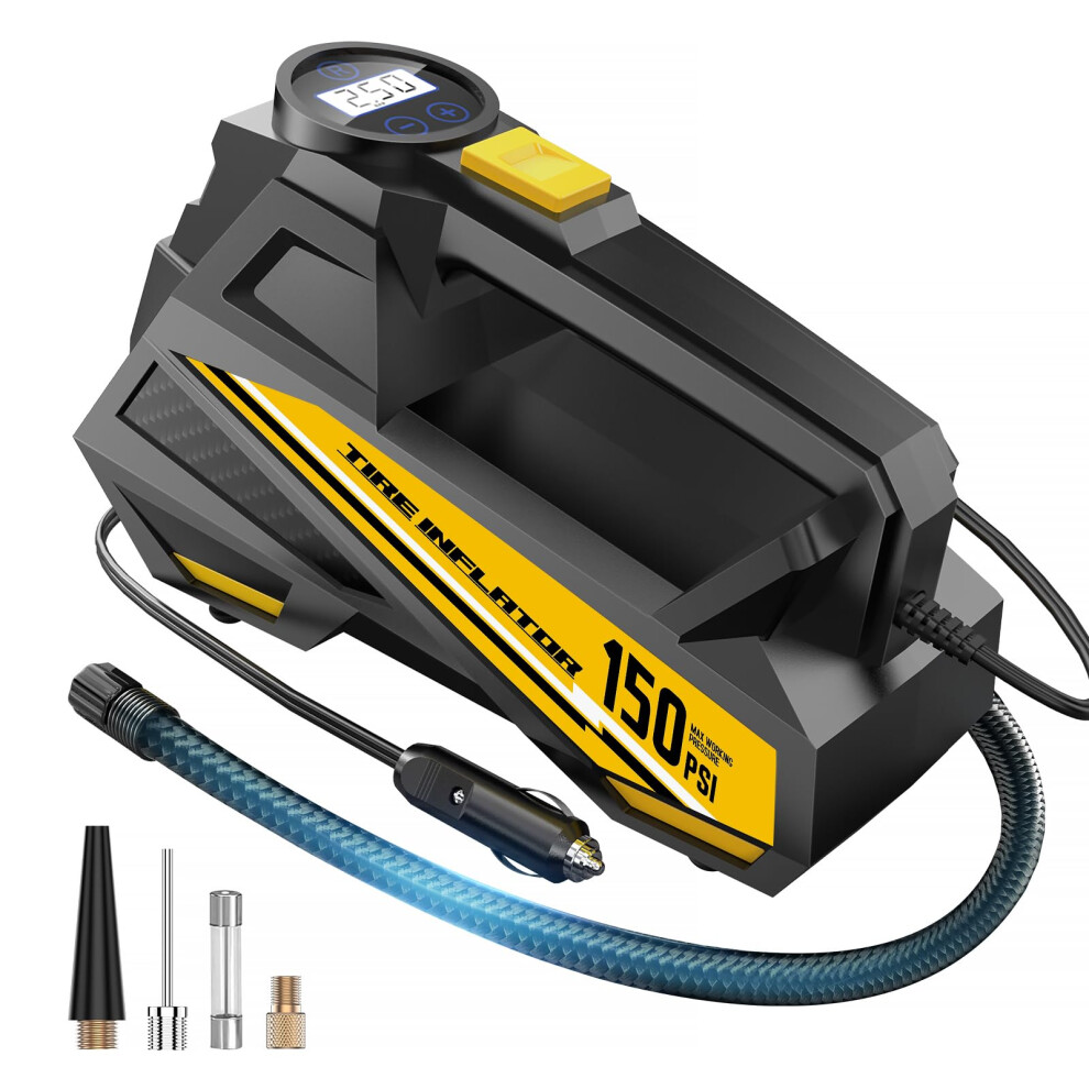 Portable Tire Inflator 12V 150 Psi Digital Car Air Compressor With Led And Auto Shutoff Light 9365369591233