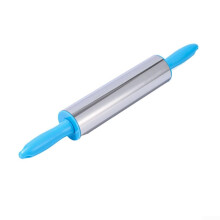 Stainless Steel Rolling Pin 2 in 1 Ergonomic Grip for Dumpling Wrappers Baking and Ice Crushing Blue
