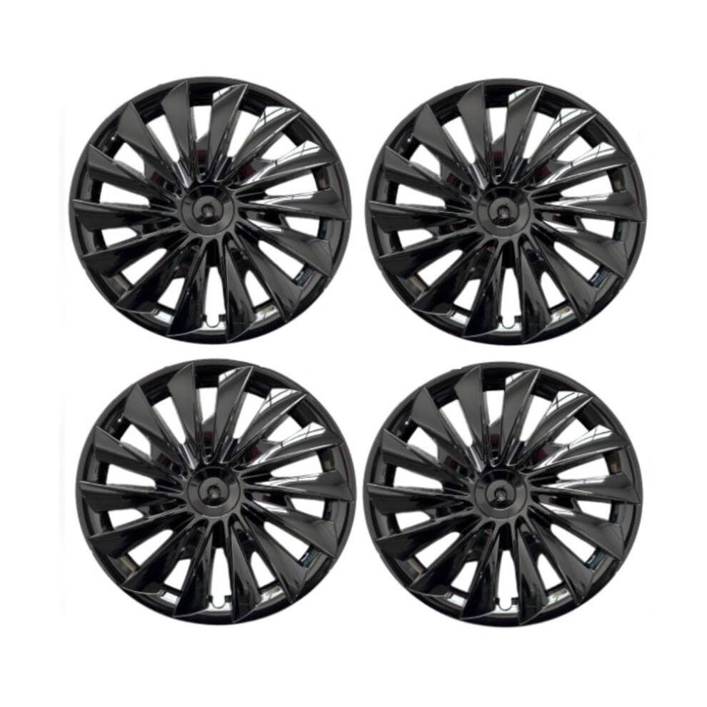 18 Inch Bright Hub Caps Set Of 4 Wheel Covers Upgrade For Tesla Model 3 Highland 2024 Black 9164114416223