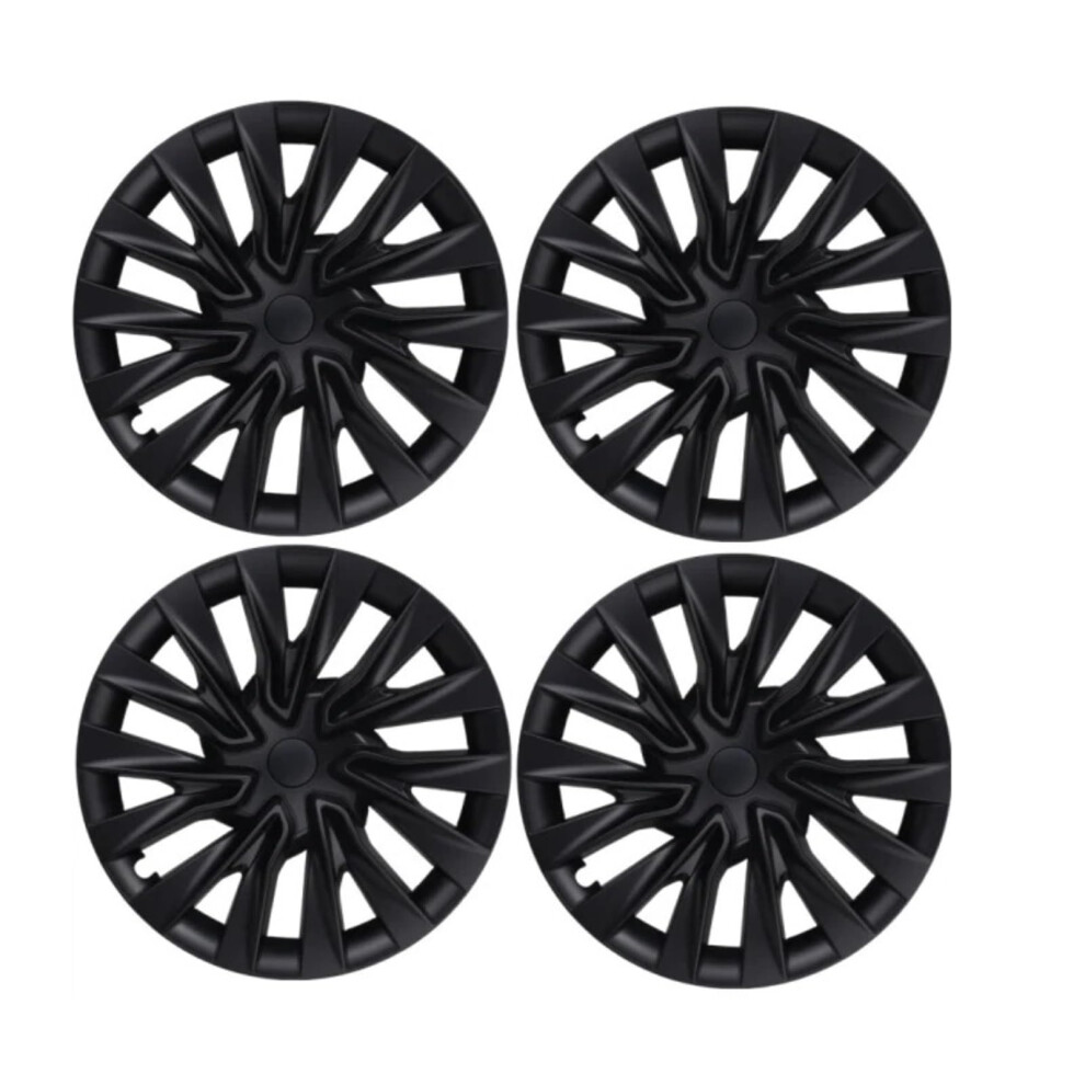 Wheel Covers Matte 18 Inch Hubcaps Highland Snap Fit Rim Protection 4Pcs For Tesla Model 3 Black 9164114416506