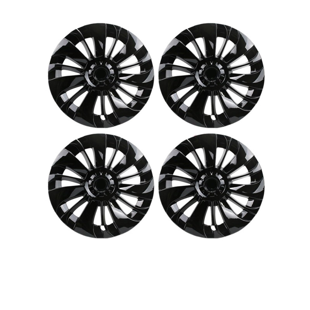 19 Inch Hub Caps Bright Set Of 4 With Aerodynamic Noise Reduction And Scratch Protection For Tesla Model Y Black 9164114416742