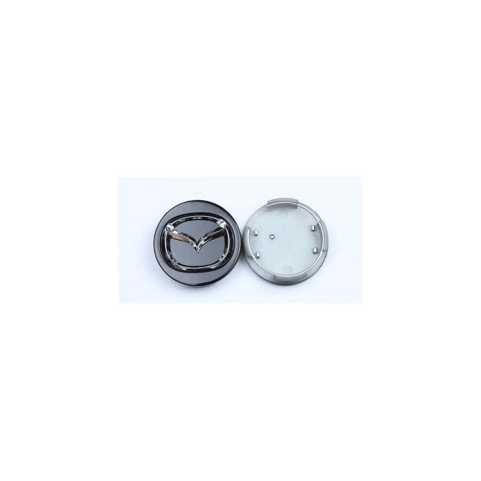 60Mm Car Hub Center Caps For Mazda 2 3 5 6 Mx5 Cx Series, Set Of 4, Easy Snapon, Dustproof Black 9365369592773