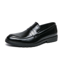 Mens Loafers Black Leather Slip On Dress Shoes Pointed Toe Slip Resistant AllDay Comfort 9.5 UK