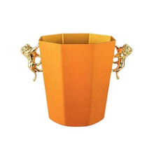 Stainless Steel Ice Bucket with Handles, Large Champagne and Wine Cooler for Parties, Orange