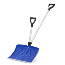 Snow Shovel 18 Inch Poly Blade with Aluminum Edge, Ergonomic Double Handles for Efficient Snow Removal, Blue