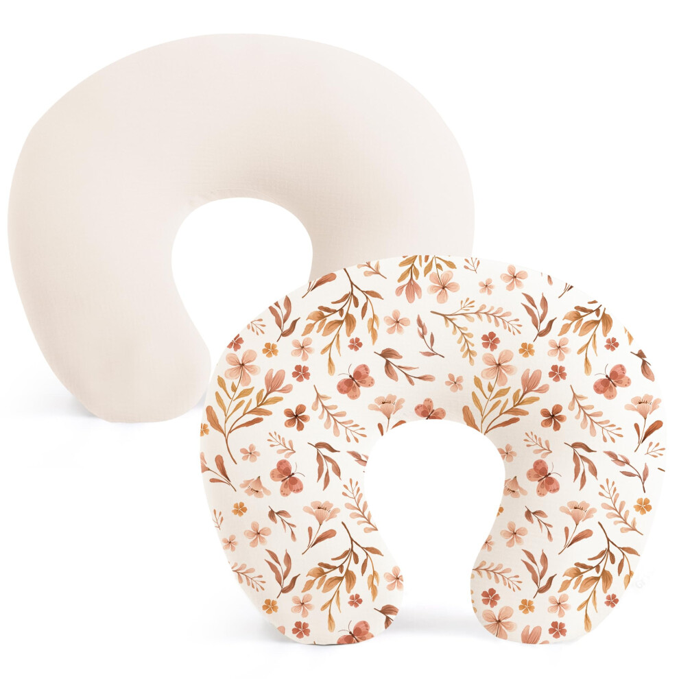 2 Pack Nursing Pillow Covers, Soft Breathable Fabric, Stretchy Breastfeeding Pillow Slipcovers for Baby