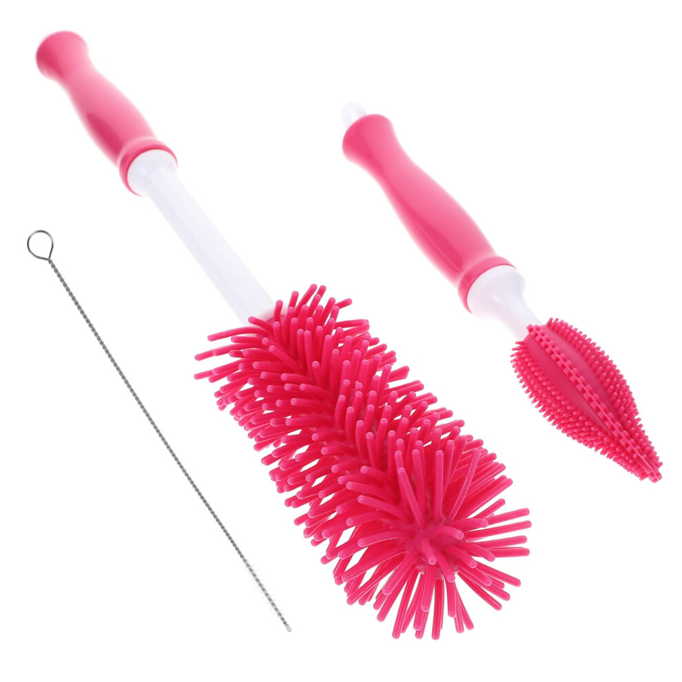 Baby Bottle Cleaning Brush 360 Rotating Silicone Bristles AntiSlip Grip with Suction Base