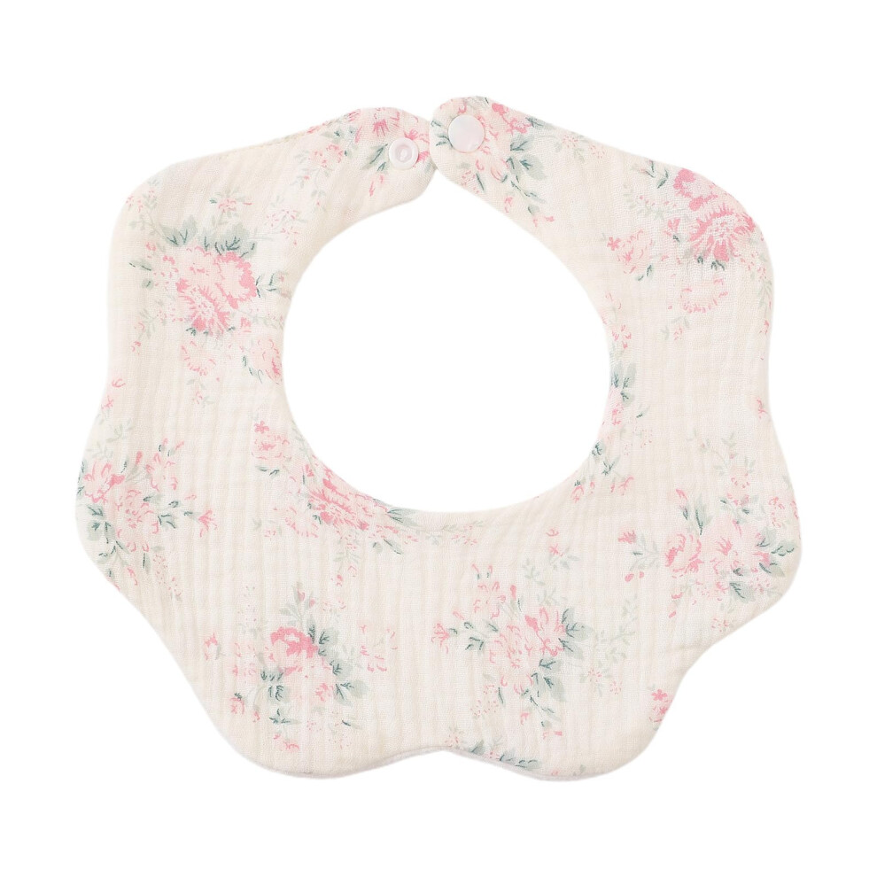 Baby Bib 360 Full Coverage Sixlayer Absorbent Cotton With Adjustable Closure For Newborn Feeding White/Pink