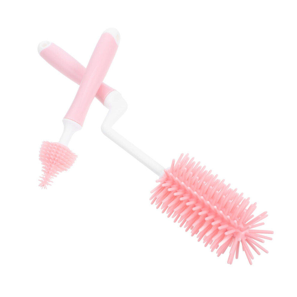Baby Bottle Cleaning Brush Set with 360 Rotation Handle, Soft Silicone Bristles for Bottles and Nipples