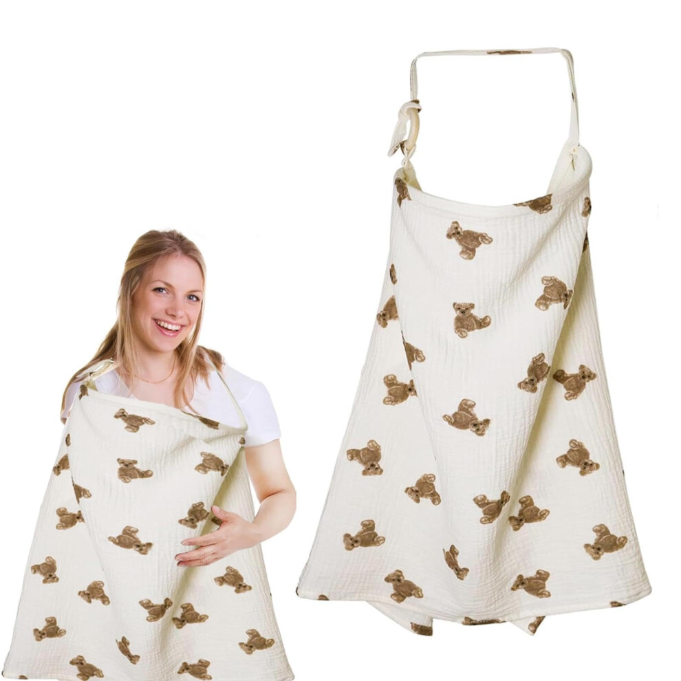 Nursing Cover 360 Full Coverage Breathable Cotton Breastfeeding Poncho for Privacy and Baby Care