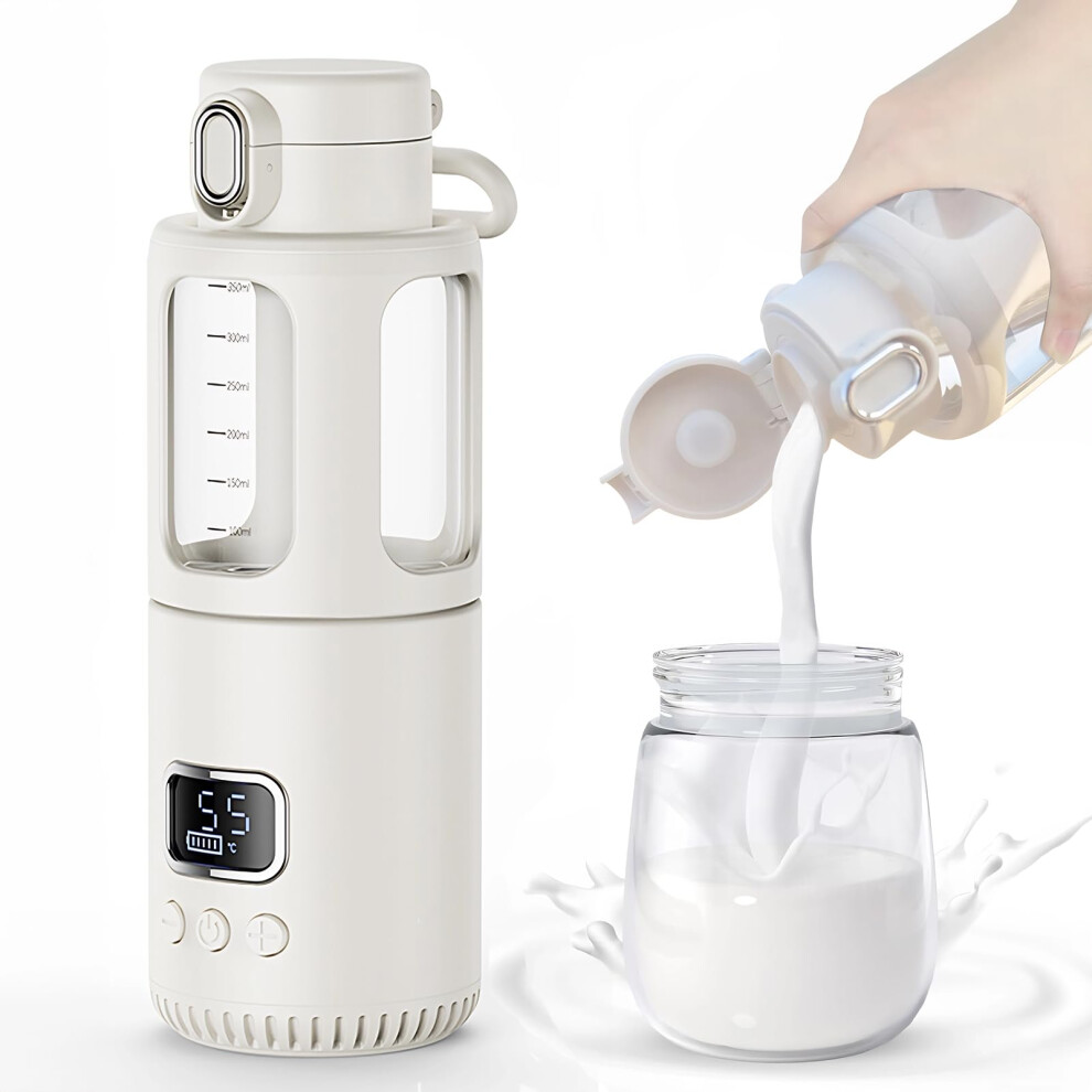 Portable Milk Warmer 350ml Rapid Heating Cordless USB Rechargeable Bottle Warmer for Travel 3755C