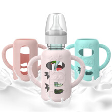 3 PCS Silicone Sleeves with Handles for Dr Brown Glass Baby Bottles, AntiDrop and HeatInsulating