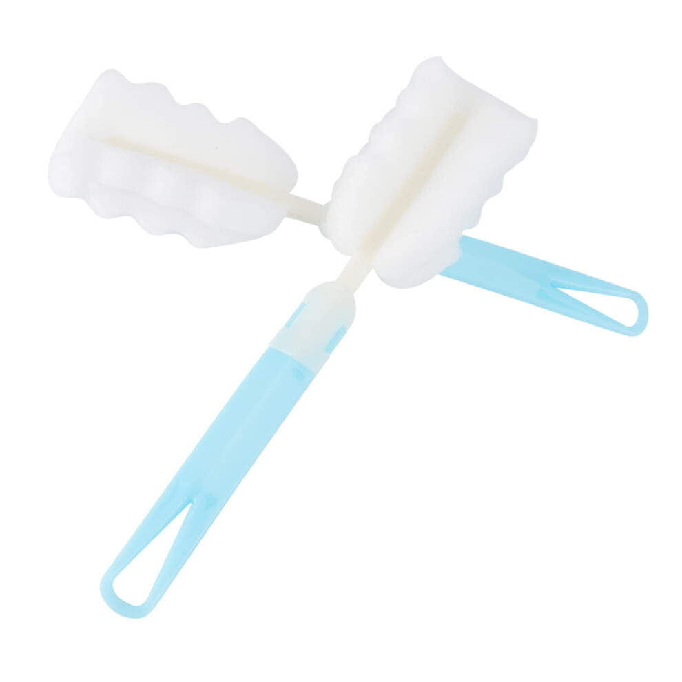 Baby Bottle Cleaning Brush Set with Scratch Sponge Head for Nipples and Narrow Neck Bottles, 2 Pack