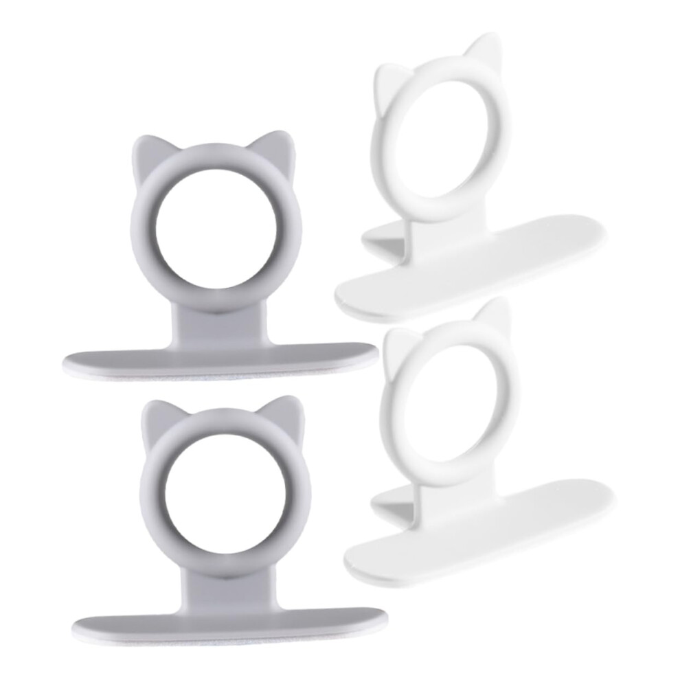 Toilet Seat Lid Lifters Silicone Adhesive Handles 4pcs Set for Bathroom Hygiene Grey White