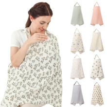 Muslin Nursing Cover for Baby Breastfeeding with Breathable Fabric, Privacy Coverage, Green Plants