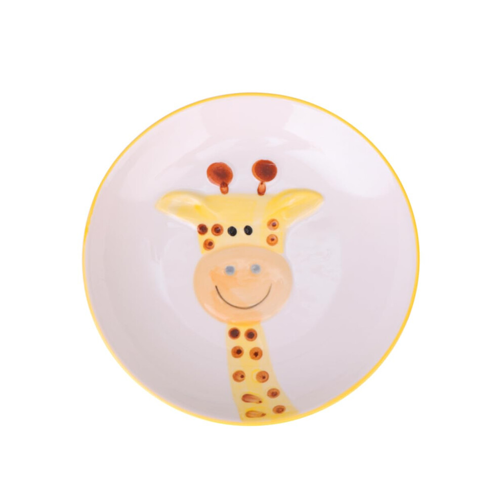 Kids Ceramic Plate with Playful Giraffe Design, Dishwasher Safe Porcelain Dinnerware for Children