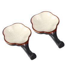 2 Pcs Flower Shaped Ceramic Ink Dish Set White and Pink Crackle Calligraphy Brush Holder