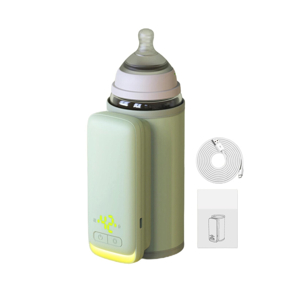 Portable Baby Bottle Warmer With Fast Heating, 6 Temp Settings, Rechargeable Battery, Travelfriendly Green