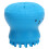 Compact Blue Pet Bath Brush with Integrated Shampoo Dispenser Soft Rubber 14
