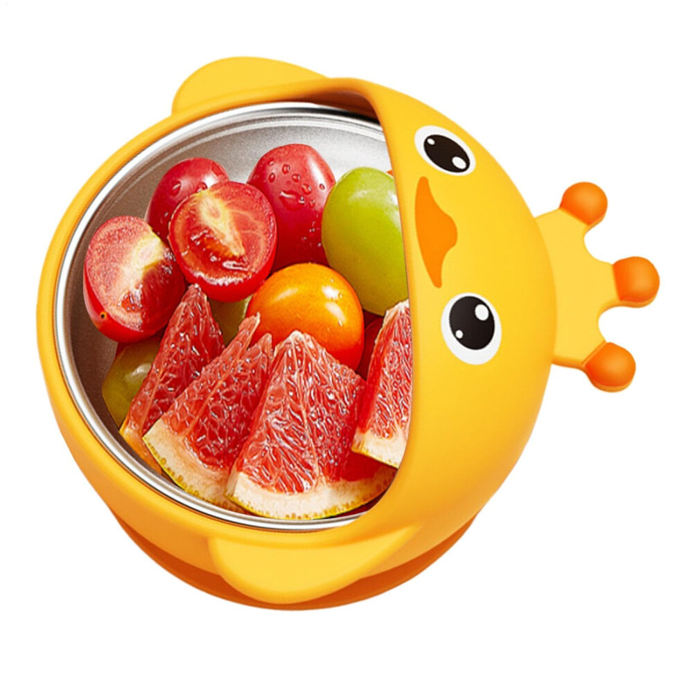Baby Suction Bowl with Strong Suction Base, 300ml Silicone Feeding Bowl with Fun Animal Design
