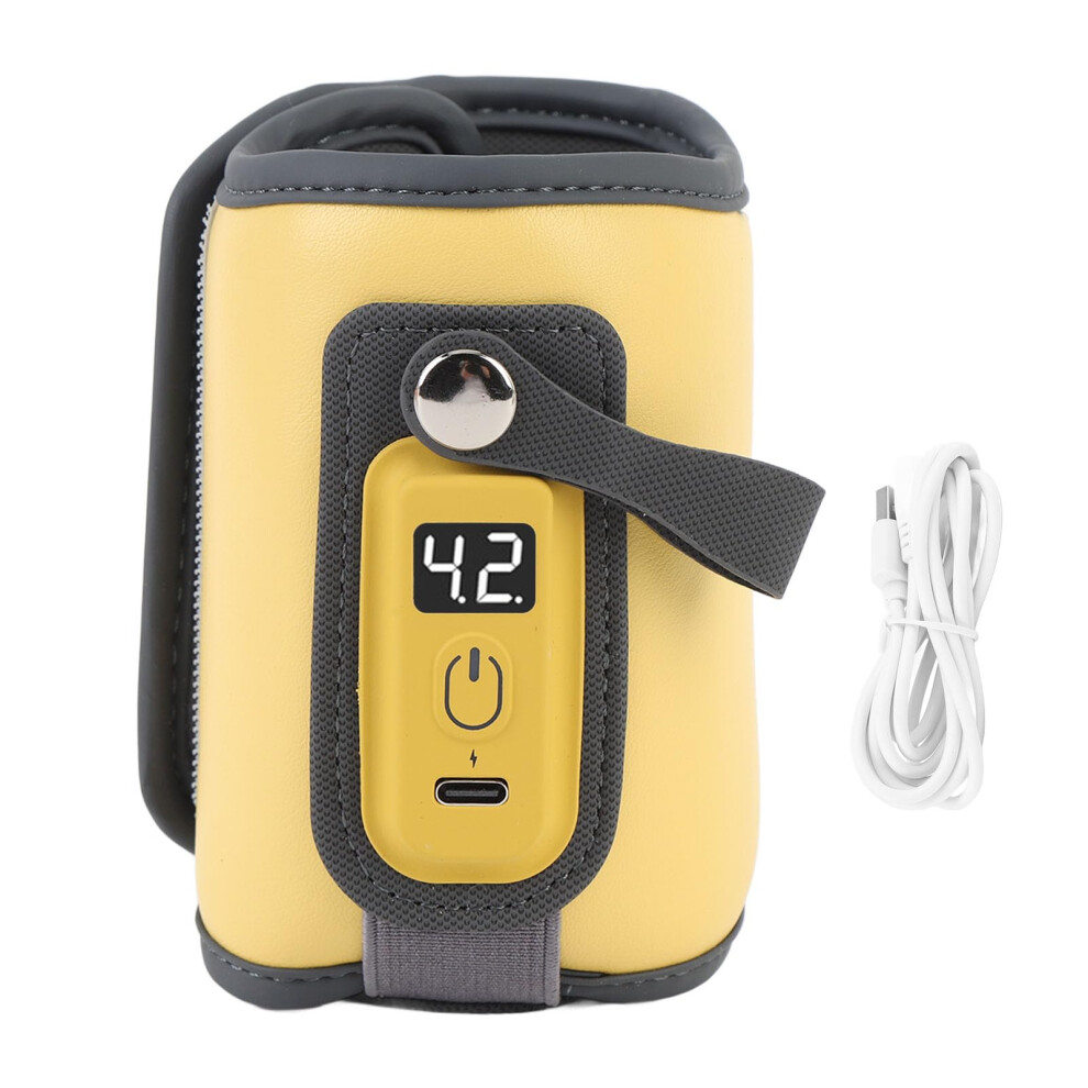Baby Bottle Warmer USB Powered Fast Heating with LCD Display 5 Temps Travel Yellow