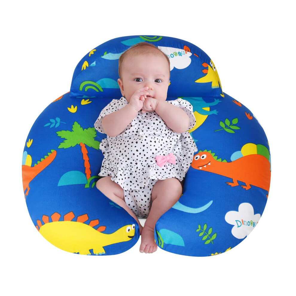 Nursing Pillow for Breastfeeding Support with Ergonomic Design, Raised Edge, Navy Blue, Washable