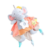 Soft Elephant Baby Comforter Blanket 2 in 1 Newborn Lovey with Pacifier Holder and Burp Towel