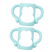 2pcs Baby Bottle Handles Silicone NonSlip Grip Wide Mouth Ergonomic Toddler Feeding Light Blue for SUPVOX