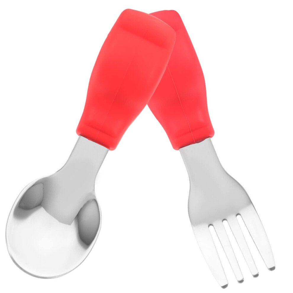 Baby Feeding Spoon and Fork Set – Toddler Stainless Steel Cutlery with Ergonomic NonSlip Silicone Handle