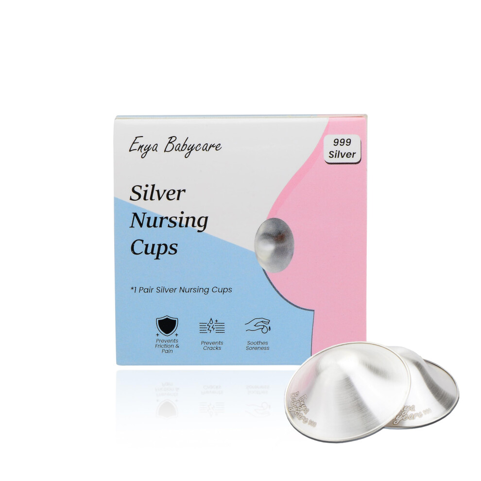 999 Pure Nursing Cups For Breastfeeding, Reusable Nipple Shields For Mothers, 2Pack Silver