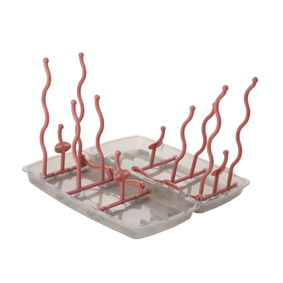 Bottle Drying Rack With Efficient Air Circulation, Spacesaving Baby Bottle Organizer For Countertop, Red