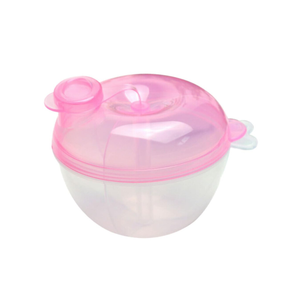 Baby Formula Dispenser With Three Compartments Airtight Milk Powder Container For Travel Feeding Pink
