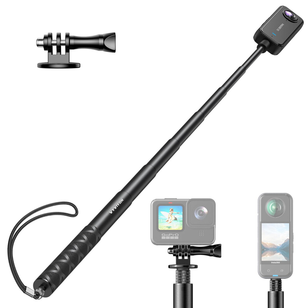 130Cm Invisible Selfie Stick For Insta360 X4 X5 Dji, Lightweight Aluminum Extendable Pole With Grip 9164114427601