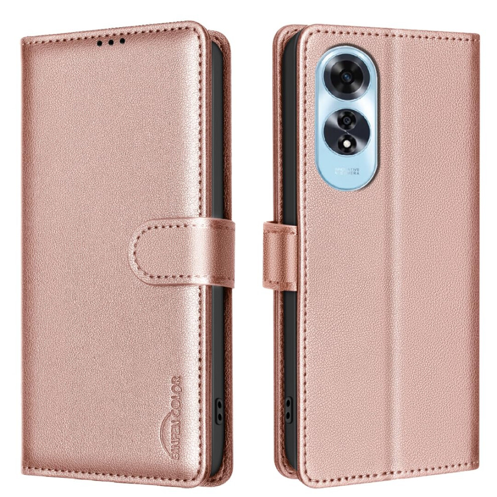 Leather Wallet Case With Card Slots, Magnetic Closure And Kickstand For Oppo A60 4G Gold 9164114427625