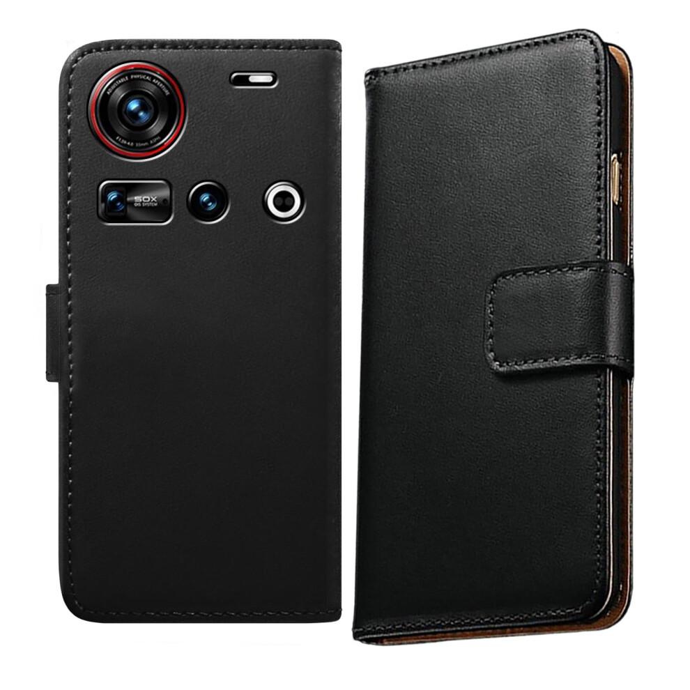Leather Wallet Case With Card Slots Flip Cover Magnetic Closure Shockproof For Zte Nubia Z70 Ultra Black 9164114427700