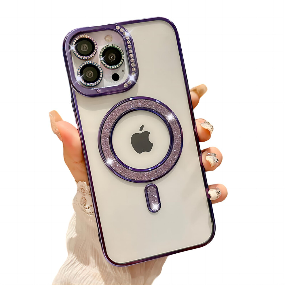 Case For Iphone 15 Pro Max Clear Shockproof Magsafe Compatible With Camera Protection Purple 9365369601574