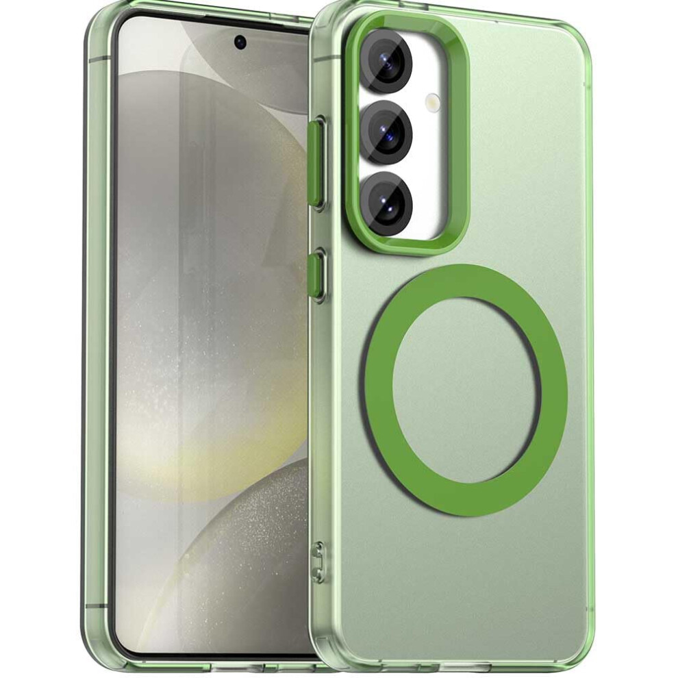 Magnetic Case With Wireless Charging, Shockproof Duallayer Cover For Samsung Galaxy S25 Green 9164114428028