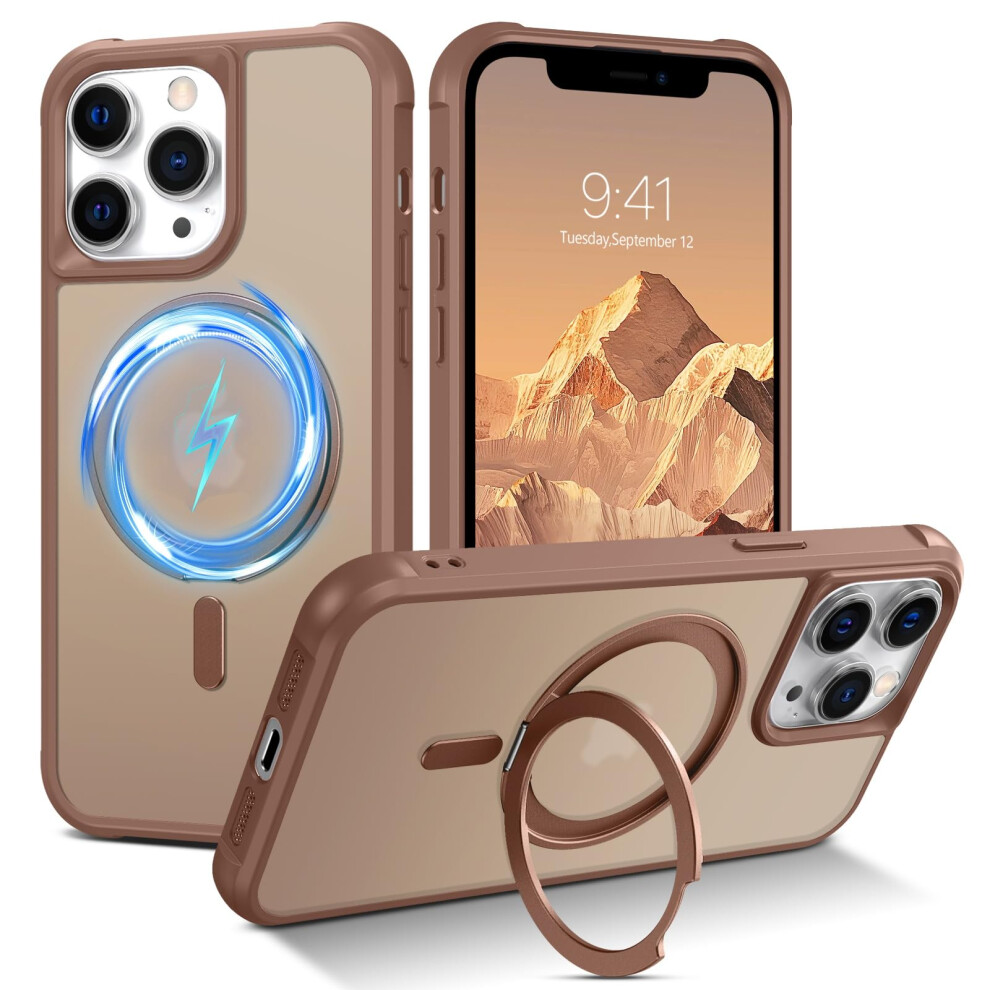 360 Kickstand, Shockproof Slim Cover And Camera Lens Guard Case For Magsafe Iphone 12 Pro Max Bronze 9365369601802