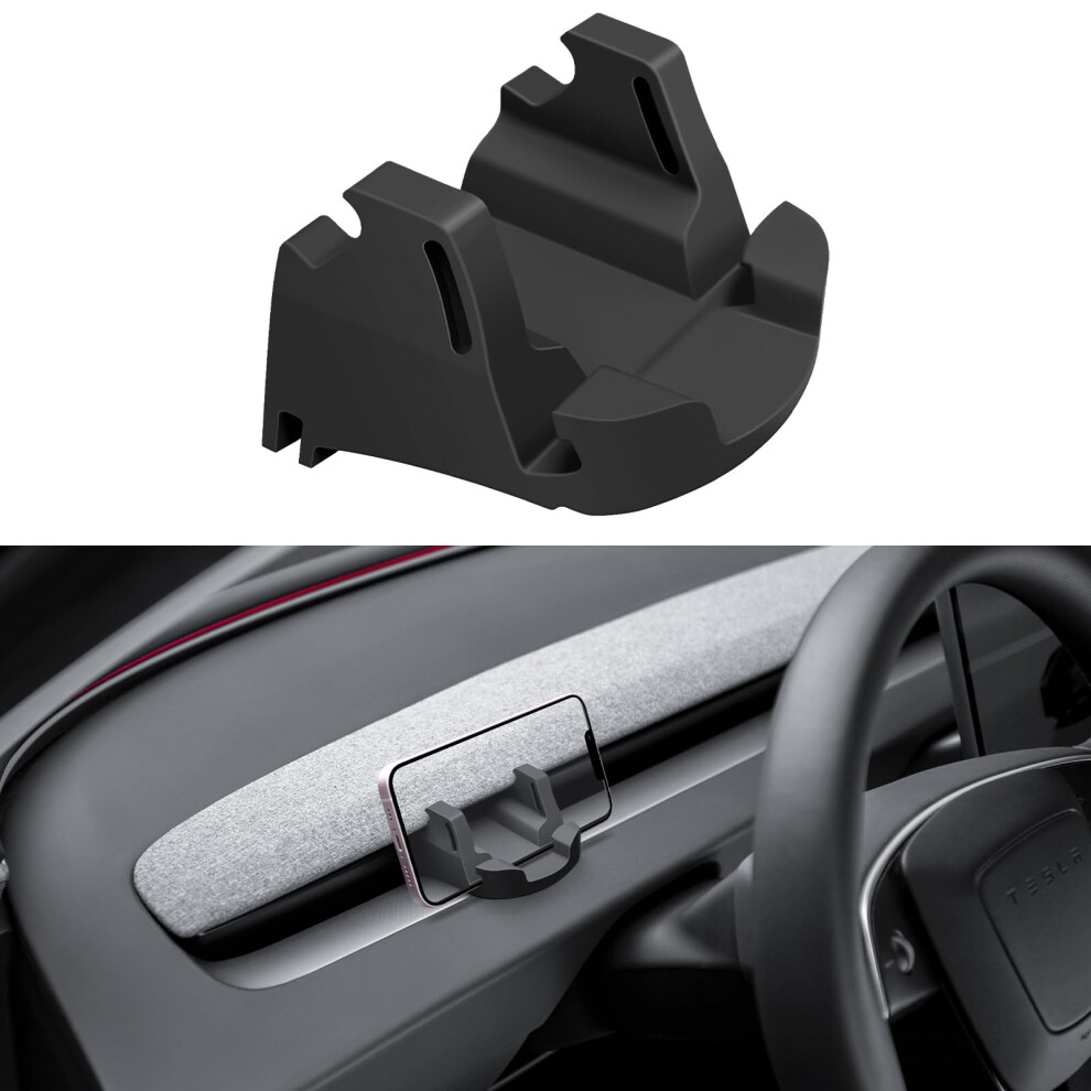 Silicone Phone Mount With Storage For Tesla Model 3 Highland And 2025 Model Y Juniper Dashboard 9164114428882