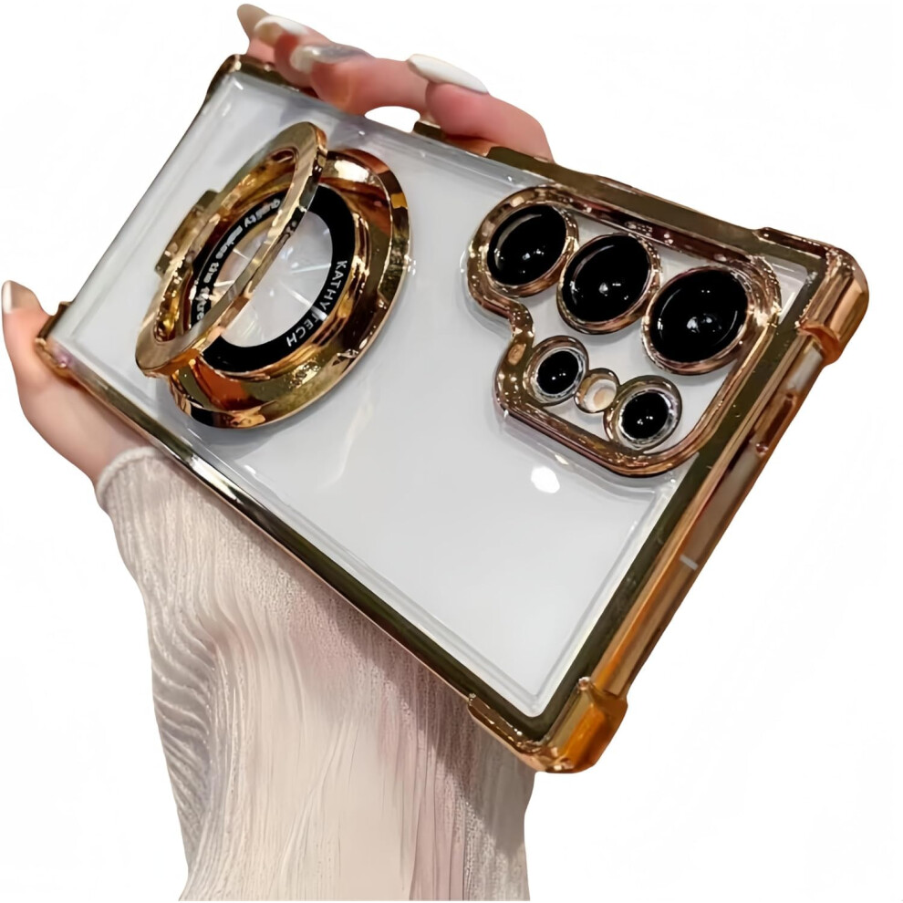 Magnetic Case With Stand, Electroplated Shockproof Cover For Samsung Galaxy S23 Fe Gold 9164114429599