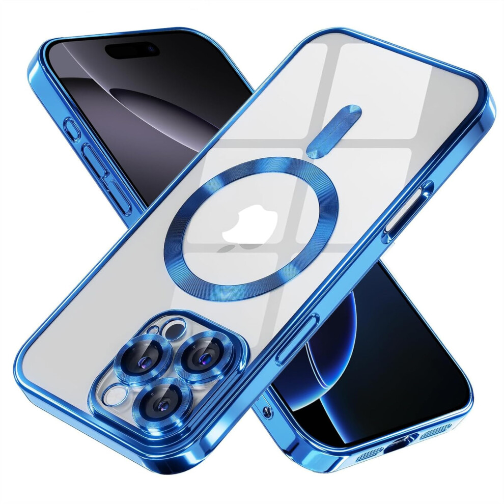 Clear Magsafe Shockproof Antiyellowing Protective Cover Case For Iphone 16 Pro Max Blue 9164114429636