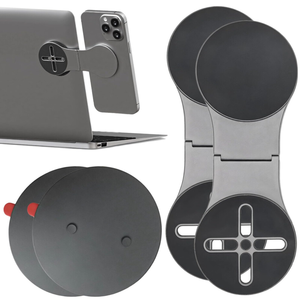 2 Pack Foldable Magnetic Laptop Side Mount Phone Holder With Dual Adsorptive Hold For All Smartphones 9164114429841