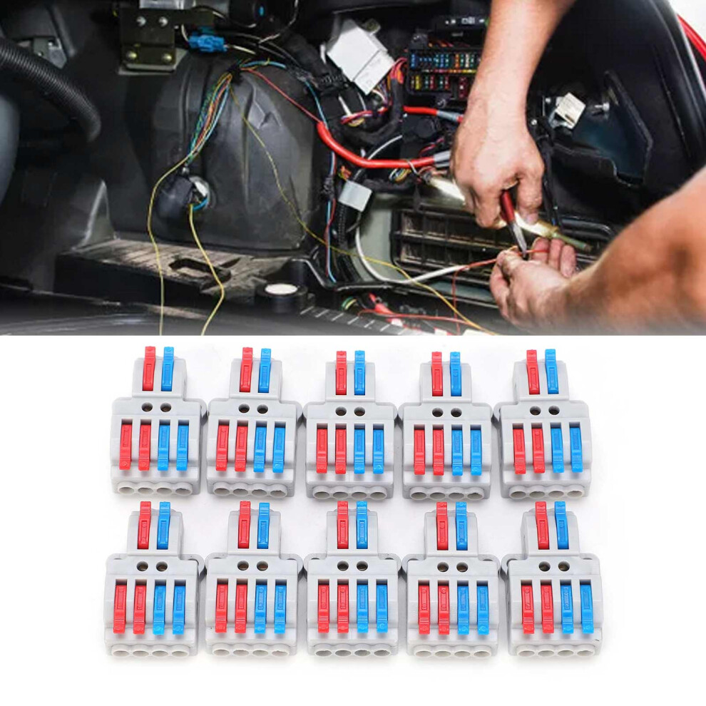 Compact 10Pcs Wire Connector 2In4out 0.08-4Mmâ² Terminal Block 600V 4331382506719