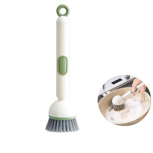 Soap Dispensing Dish Brush with Rotatable Head and 6Position Adjustment for Kitchen Cleaning, Green