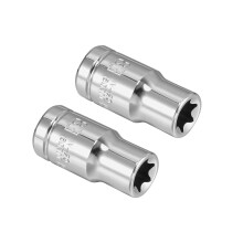 2pcs 1/4 Inch Drive E8 External Torx Shallow Socket CRV Steel AntiRoundOff RustResistant for Car
