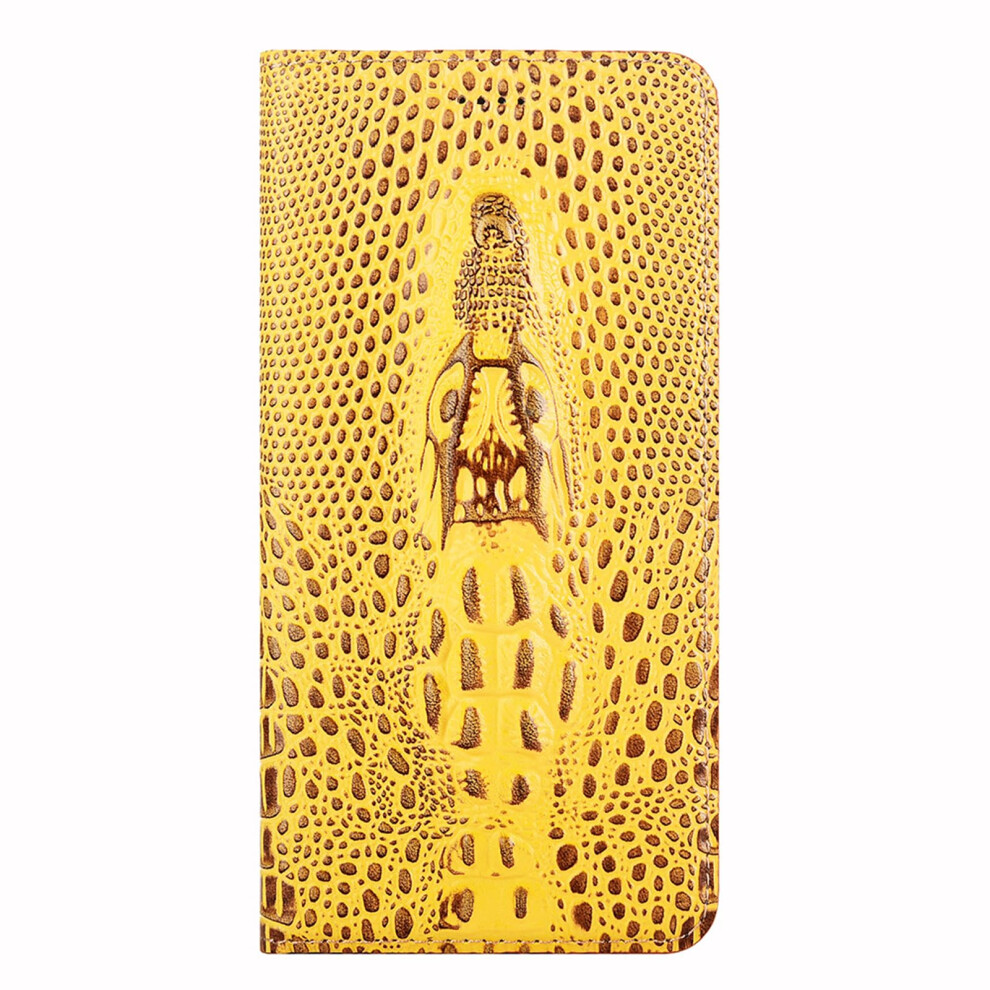 Leather Crocodile Wallet Flip Case With Card Holder For Samsung Galaxy S25 Plus/S25 Ultra Yellow 9365369603561