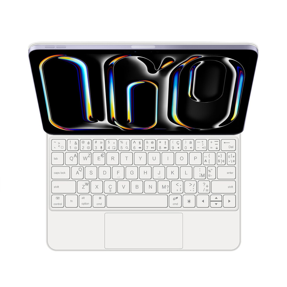 Keyboard Case With Trackpad, 7Color Backlight, Floating Stand, French Layout For Ipad Pro 11' (M4) 2024 White 9174973745013