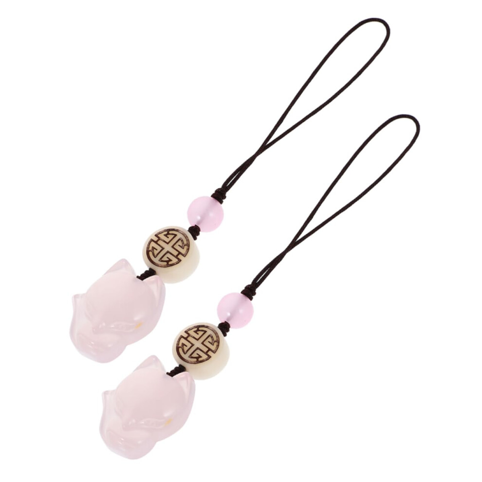 2Pcs Cute Fox Keychain Charm And Animal Design Phone Lanyard For Bags And Phones 9365369603660
